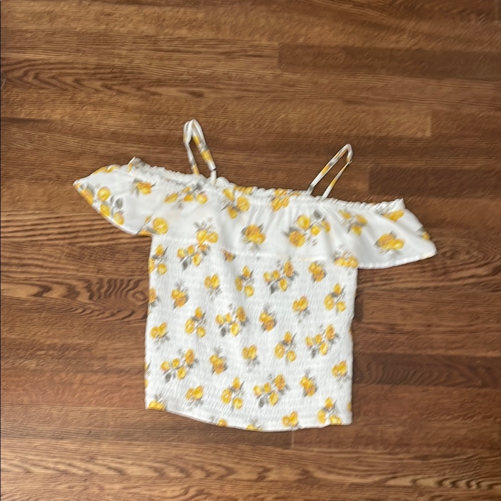 Abercrombie Kids White and Yellow Floral Tank Top
